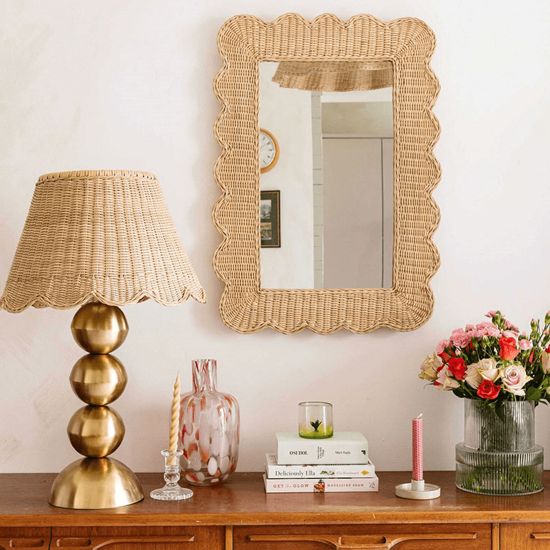Mimi Scalloped Mirror, 58cm, Natural