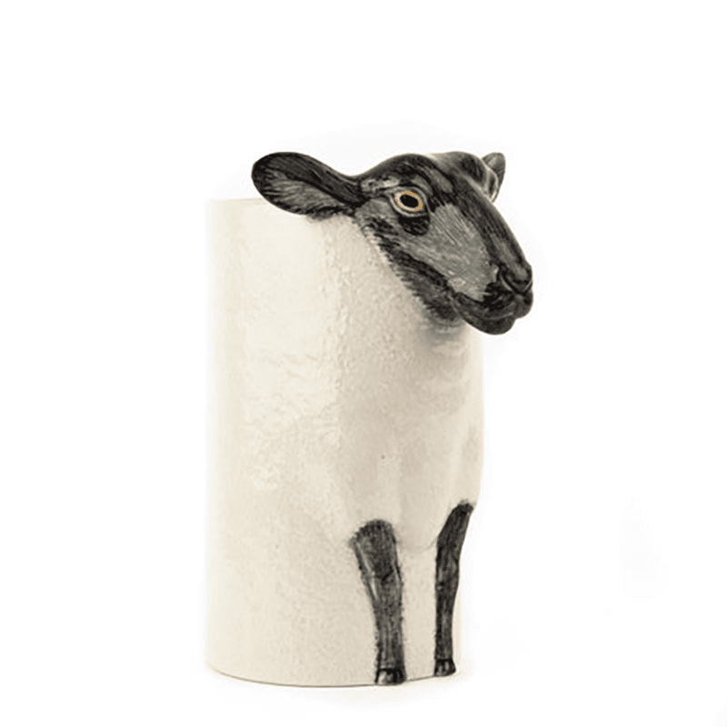 Black Faced Suffolk Sheep Utensil Pot, H20cm, Black/White