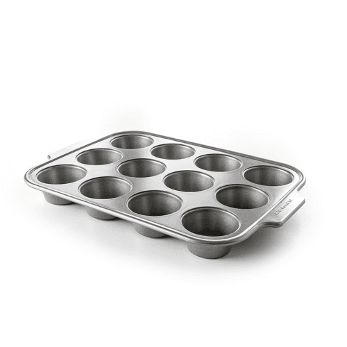 Image showing the Metal Bakeware 12 Piece Muffin Pan, Grey product.