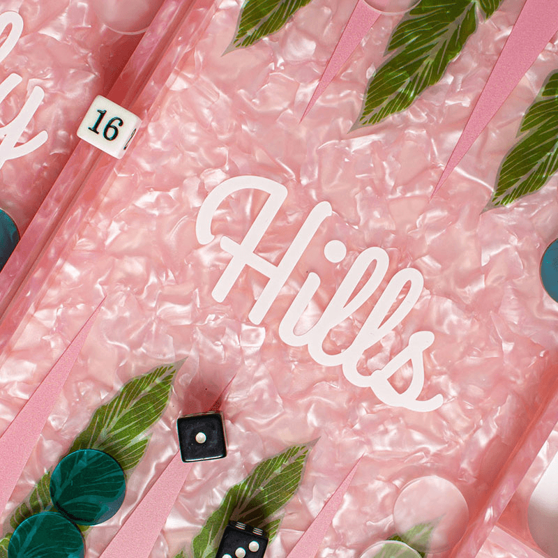 Beverly Hills Backgammon Board, L45 x W38cm, Pink