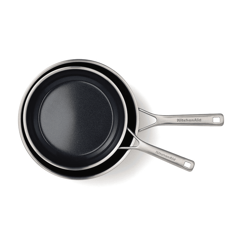 MultiPly - Ceramic Stainless Steel Non-Stick Frying Pan Set, 24cm & 28cm, Silver