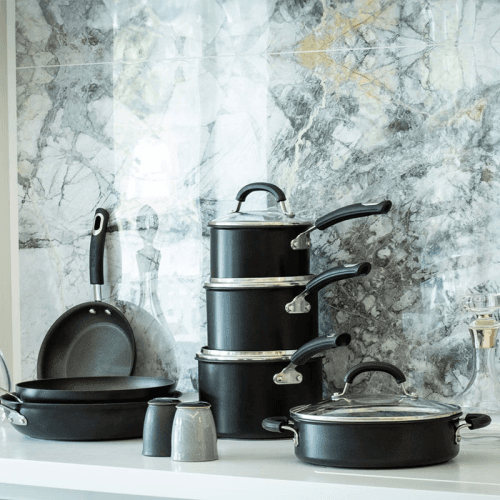 Image showing the A1 Non-Stick 5 Piece Pan Set, Grey product.