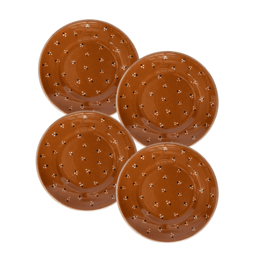 Image showing the Dotty Set of 4 Side Plates, D19.5cm, Terracotta product.