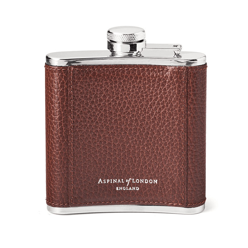 Classic Hip Flask, H11.5 x W9.5cm, Tobacco