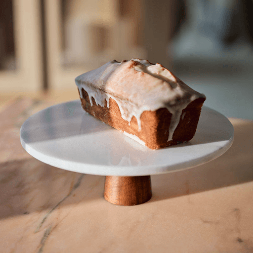Image showing the Hestia Cake Stand, D25cm, Marble & Acacia Wood product.