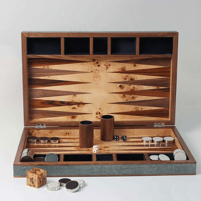 Backgammon Board, 54 x 34cm, Lincoln Green Shagreen