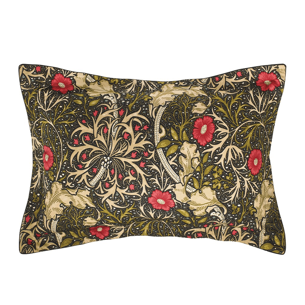 Morris Seaweed Oxford pillowcase, L48 x W74cm, Black