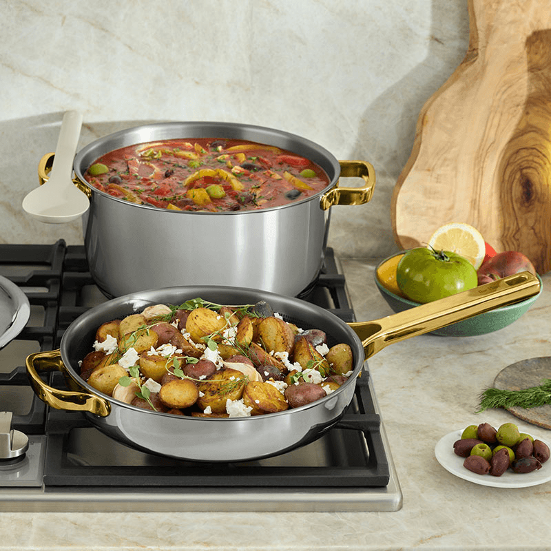 Titanium Pro Cookware Duo, Chrome & Gold