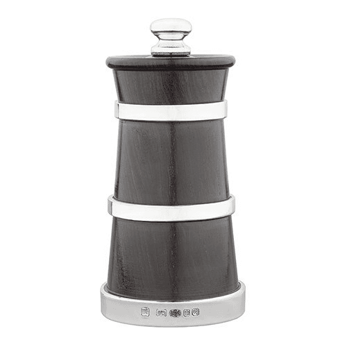 Blackwood Churn Pepper mill, 9.5cm, sterling silver bands