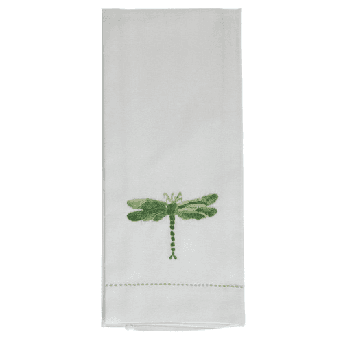 Image showing the Dragonfly Hand Towel, 38 x 58cm, White/Green product.