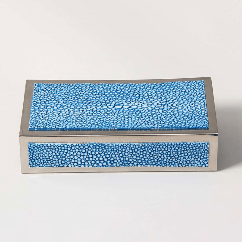 Large Match Box Holder, 13 x 7cm, Duke Blue Shagreen