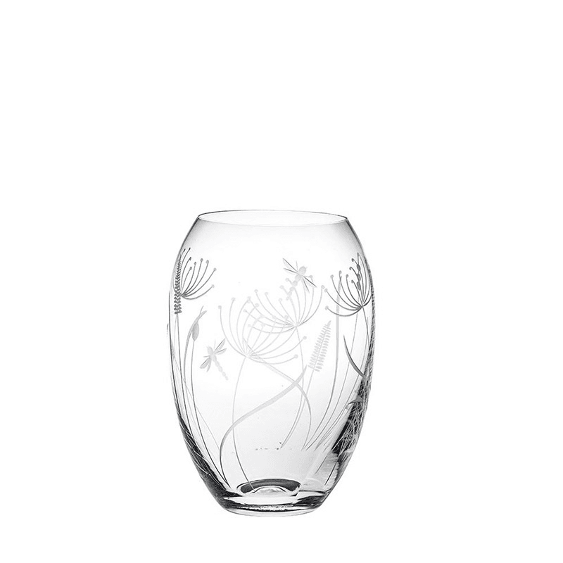 Dragonfly Small Barrel Vase, H14.5cm, Clear