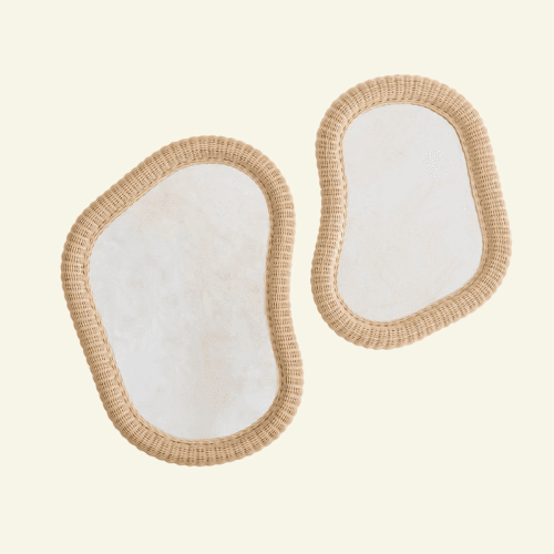 Image showing the Joy Rattan Asymmetric Mirror, 84cm, Natural product.