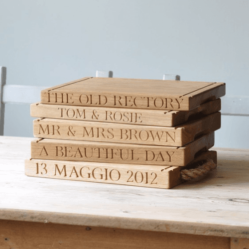 Image showing the Engraved Thick Rectangular Board with Groove Handles, Oak, 40 x 30 x 4.5cm product.