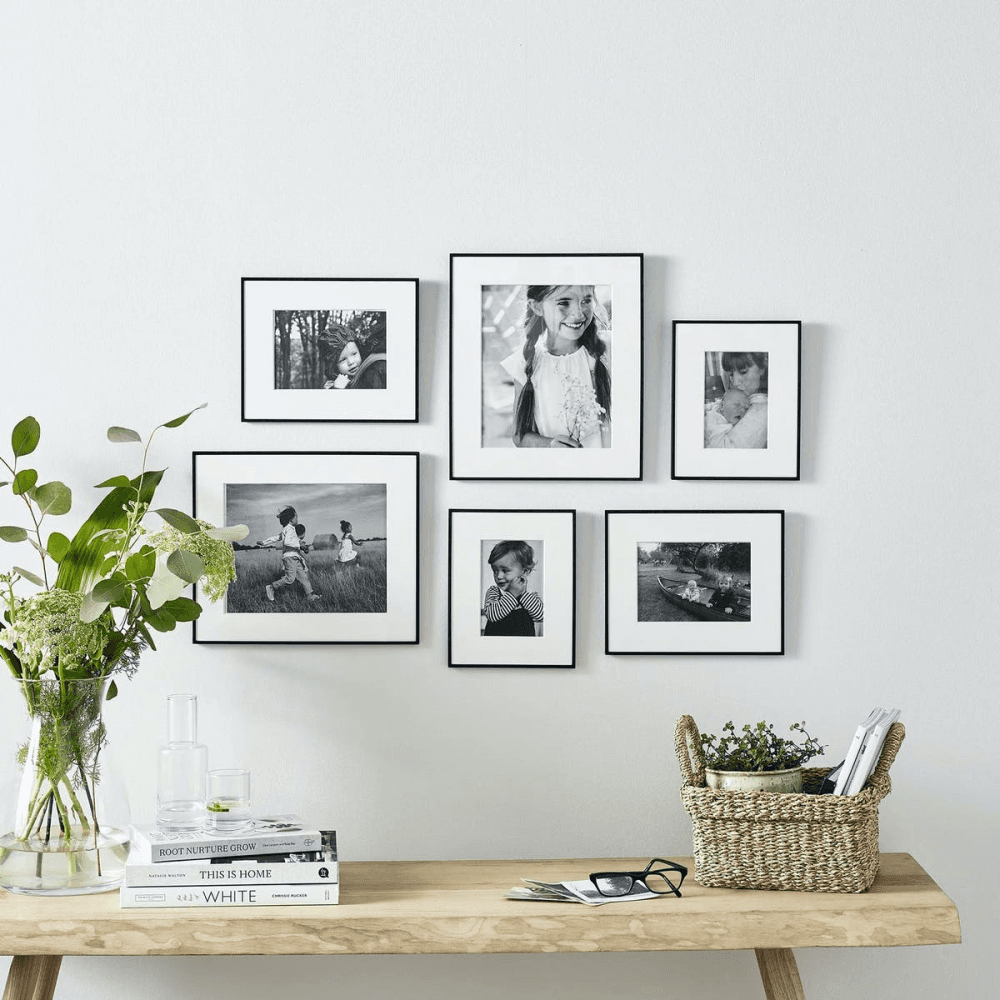 Fine Black Gallery Set of 6 frames, Black