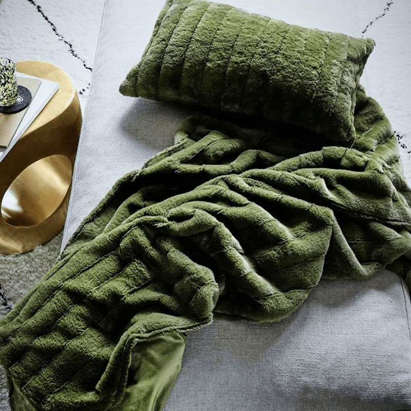 Ribbed Throw, 170 x 160cm, Olive