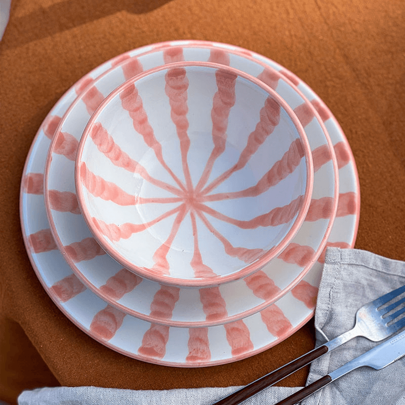 Wave 3 Piece Dinner Set, Blush