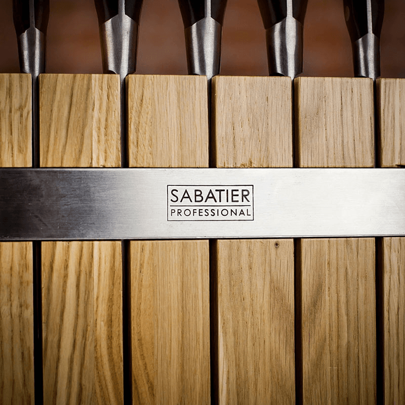 Knife Block, Oak with 5 Sabatier Knives