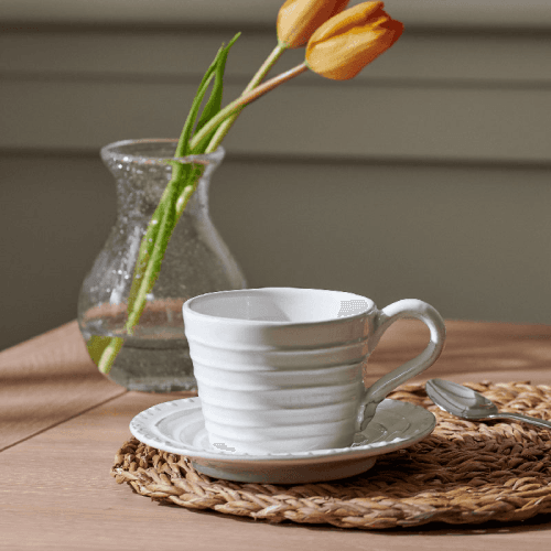 Image showing the Bowsley Set of 6 Cup & Saucers, 240ml, White product.
