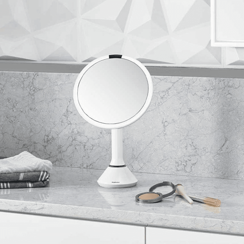 Sensor Mirror with Touch-Control Brightness, D20cm, White Stainless Steel