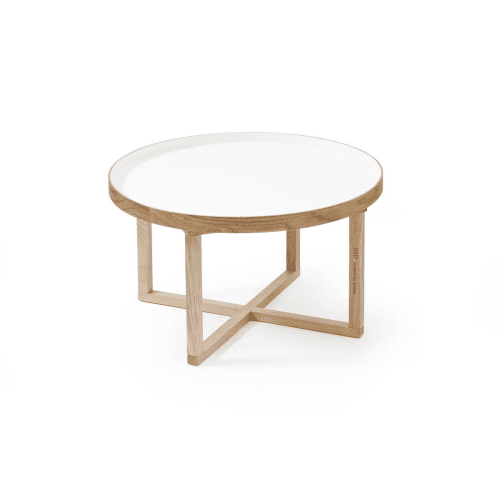 Image showing the Coffee table, H38 x W66 x D66cm, White/Oak product.