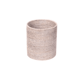 Image showing the Waste Paper Basket, Rangoon, Rattan, White, Small product.