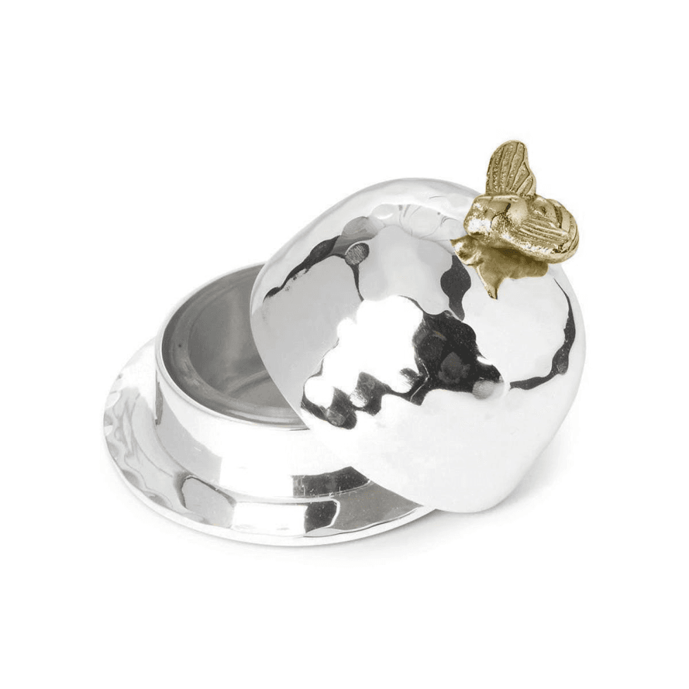 Bee Butter dish, H7 x D8cm, Silver