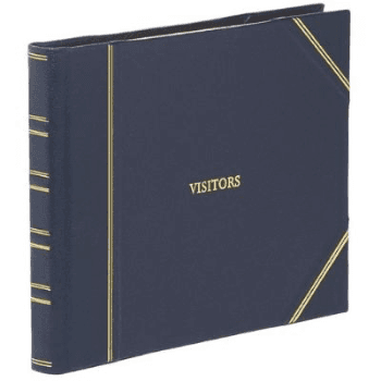 Classic Bound Plain Visitors Book, L22.2 x 28cm, Blue Hide