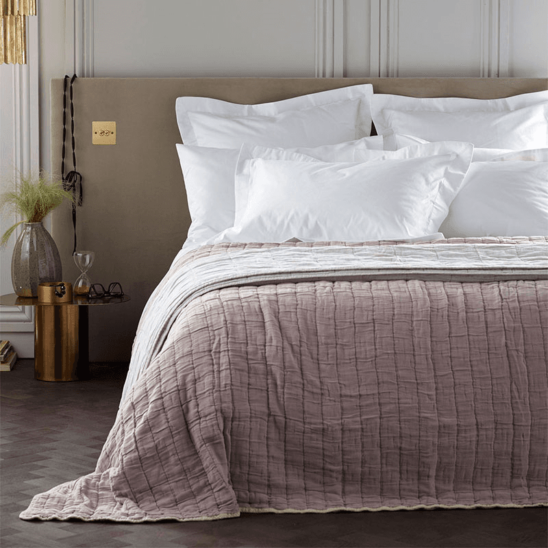 Vivienne Cotton Quilted Throw, 230 x 260cm, Vintage Rose