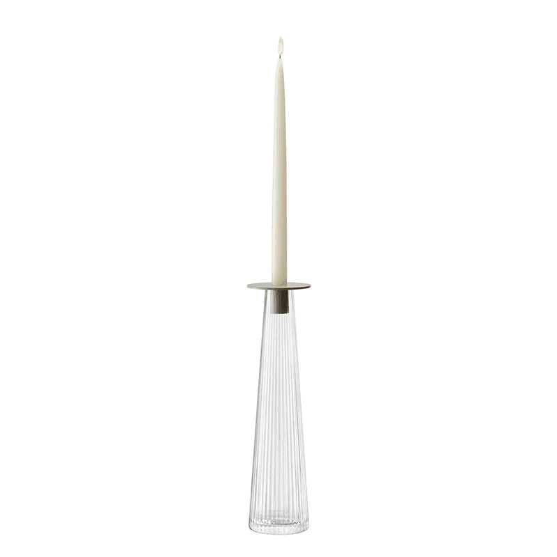 Beacon Candle Holder, H34cm, Concrete Grey & Clear