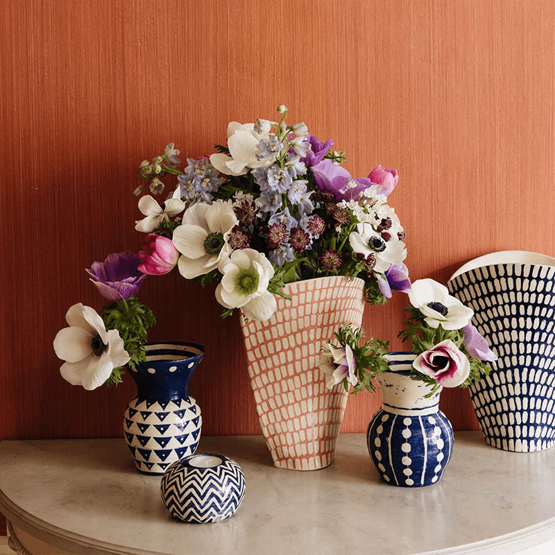 Dot Double Layer Vase, H25cm, Indigo