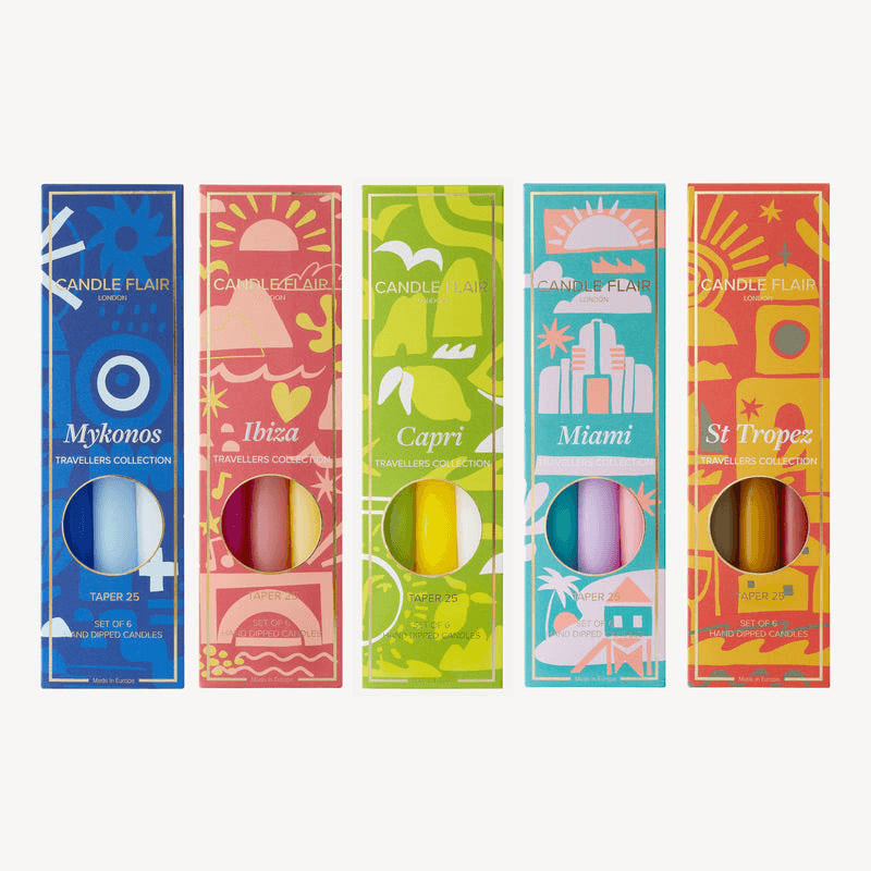 Travellers Collection set of 6 candles, H25cm, Mykonos
