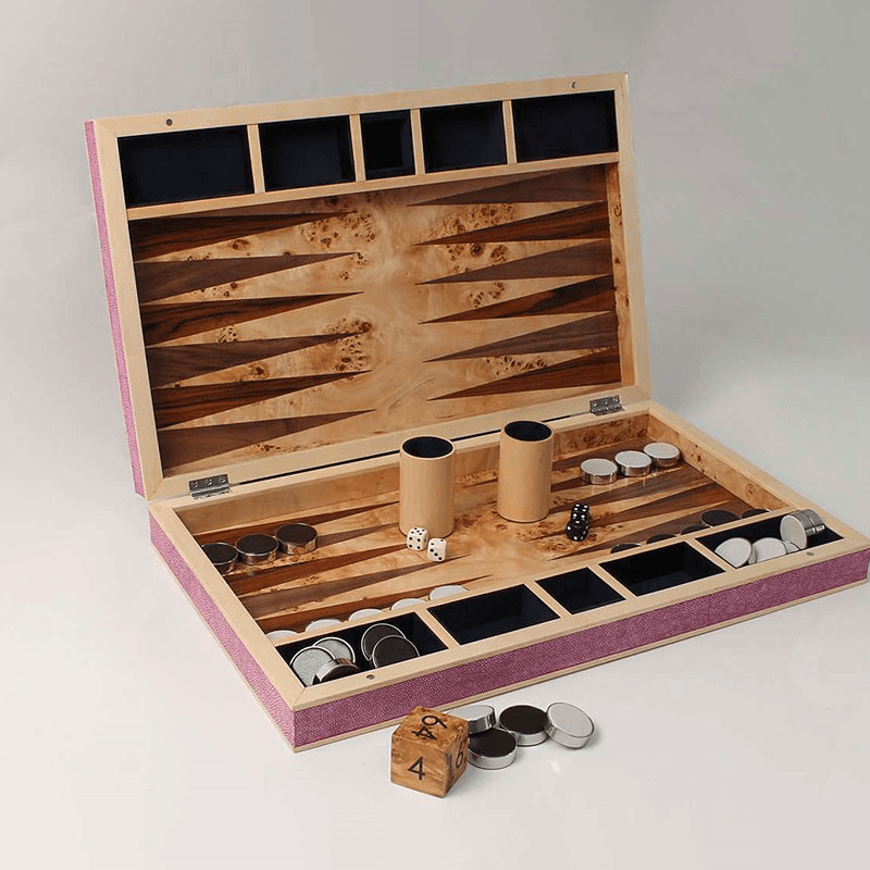 Backgammon Board, 54 x 34cm, Pink Shagreen