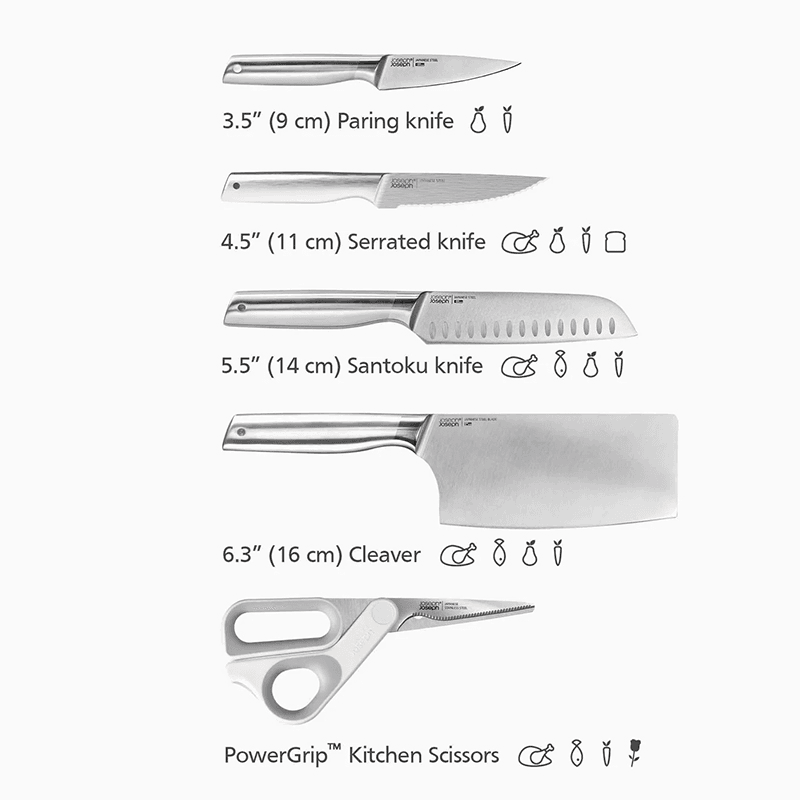 Elevate Fusion 5 Piece Knife and Scissor Block, Beechwood