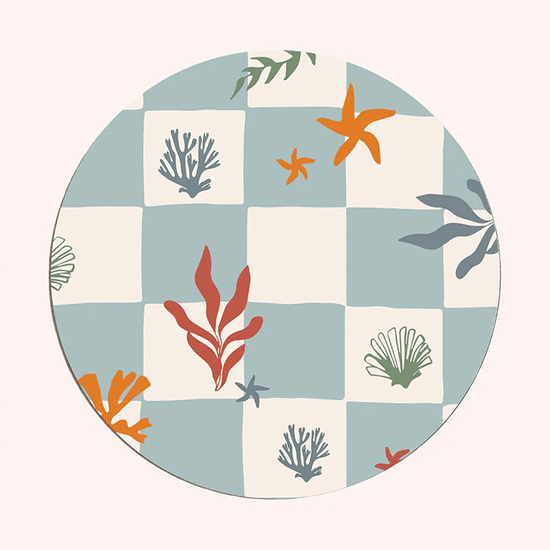 Nautical Checks Set of 6 Placemats, D29cm, Red & Blue