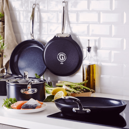Image showing the Barcelona Pro Non-Stick Oval Fishpan, 33, Black product.
