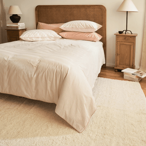 Image showing the Striped Percale  Duvet Cover, Superking, Clay Pink Stripe product.