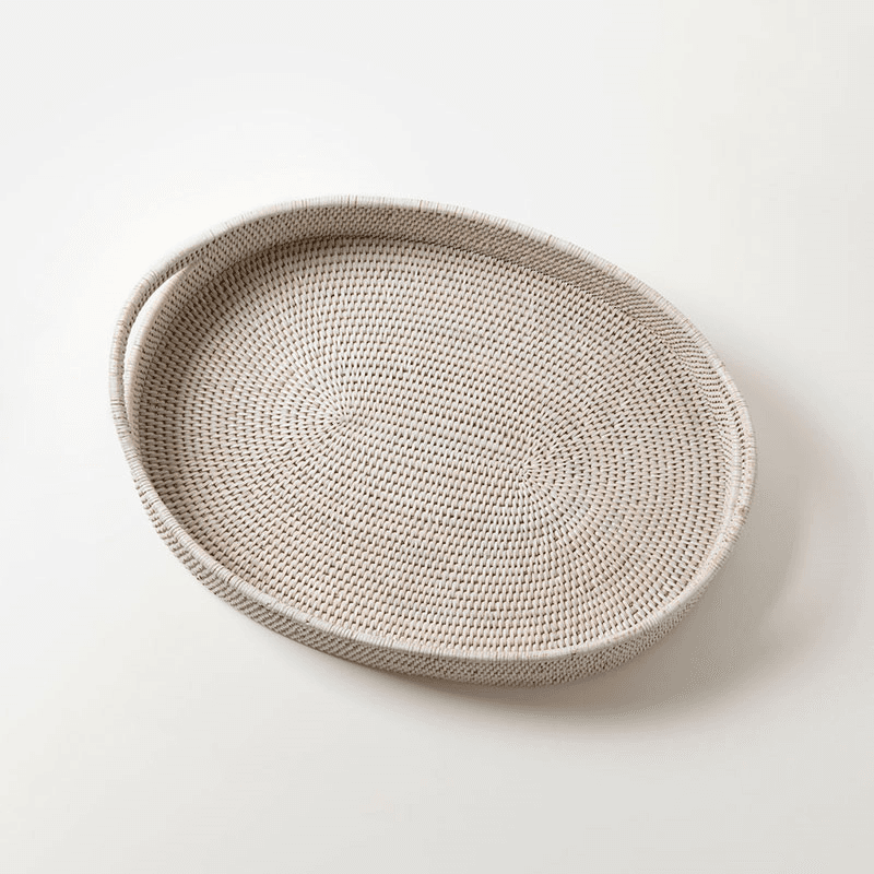 Pegu Rattan Tray, 55 x 40cm, White