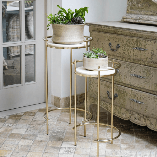 Image showing the Opulence Set of 2 Nested Side Tables, H72cm, Gold product.