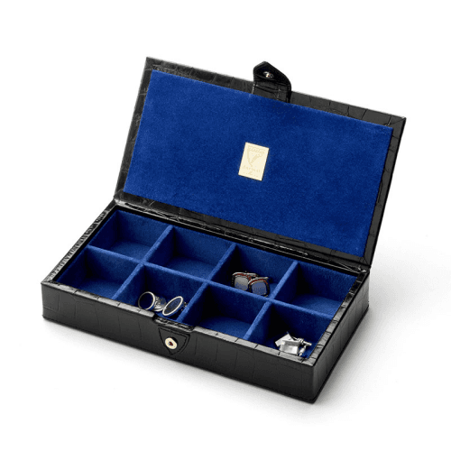 Image showing the Cufflink Box, L11.5 x W21.5cm, Black Croc product.