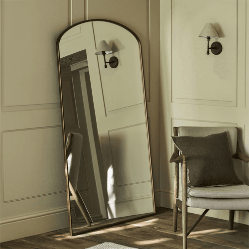 Image showing the Bowcott Arched Leaning Mirror, Bronze Finish product.