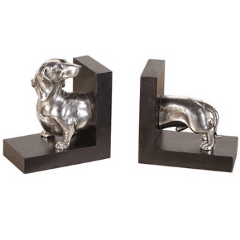 Bookends, Dachshund, Silver, Pair