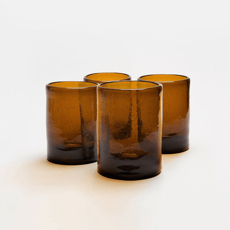 Zomi Set of 4 Tumblers, H10.5cm, Amber