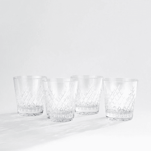 Image showing the Barwell Cut Crystal Rocks Tumblers, Set of 4, 9.5cm x 8.9cm x 8.9cm product.