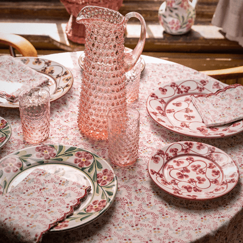 Image showing the Little Flowers Tablecloth, D228cm, Pink product.