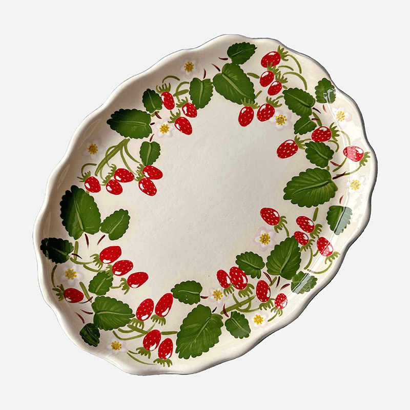 Minnie-Mae Studio Woodland Strawberry Serving Platter, 27cm x 21cm, Multi