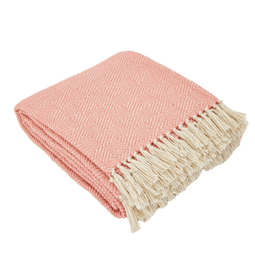 Image showing the Diamond Blanket, 250cm x 130cm, Coral product.