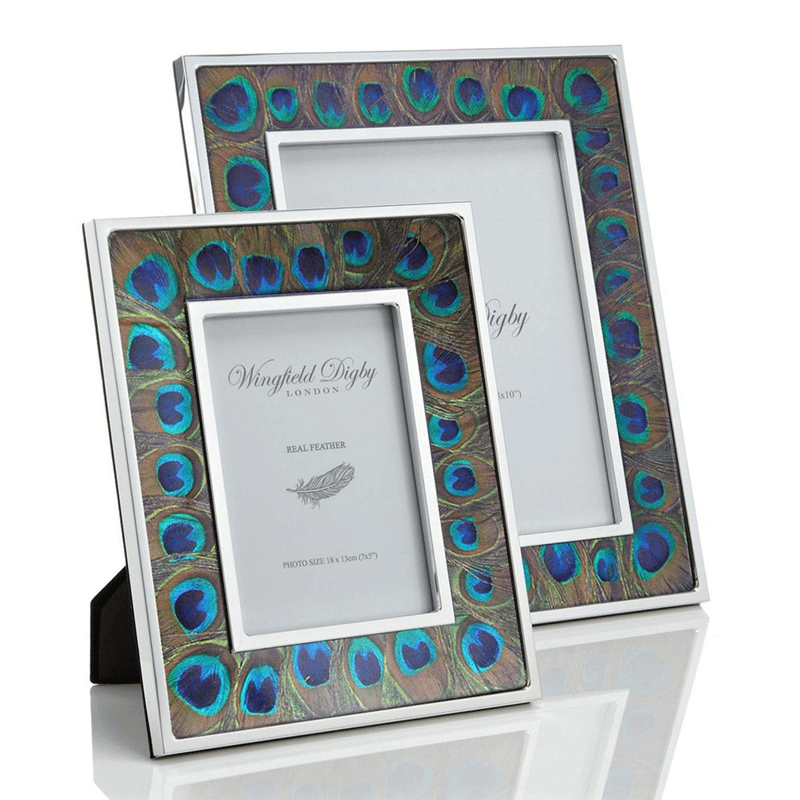 Feather and Glass Photo Frame, 5x7", Peacock
