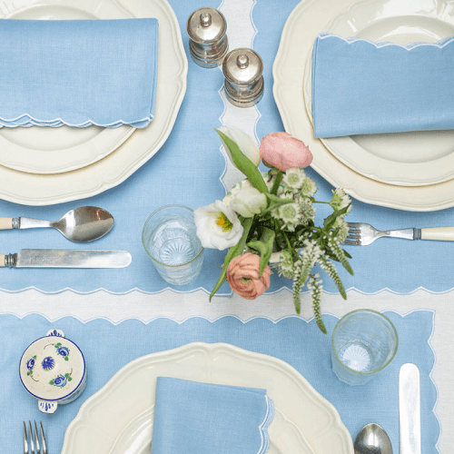 Image showing the Scallop Set of 4 Napkins, 45 x 45cm, Blue product.