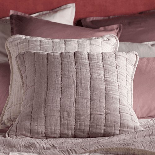 Image showing the Vivienne Cotton Quilted Cushion Cover, 50 x 50cm, Vintage Rose product.
